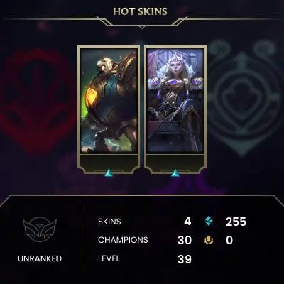 [EUW SERVER] Unranked Smurf Account ◈ UNRANKED ◈ lvl 30 + ◈10 Unranked Games NOT PLAYED ◈ FULL ACCESS ◈ EUROPE WEST ◈ 24/7 Live service