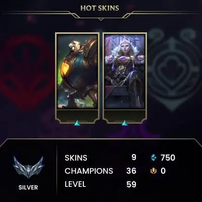 S15 Silver III (76 LP) / EUW / BE: 750 / RP: 0 / CHAMPS: 36 / SKINS: 9 / HANDLEVELED / FULL ACCESS / NO SCAM