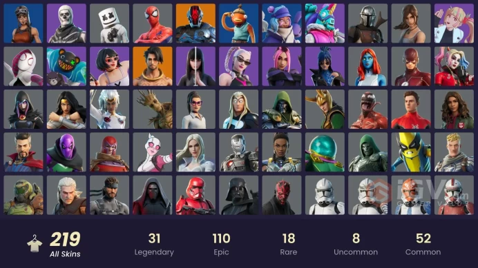 [ALL PLATFORMS]-216 Skin-238 Pickaxe-195 Emotes-180 Gliders-Renegade Raider-Fishstick-Raptor-MrBeast6000-Skull Trooper-Lara Croft-Marshmello-