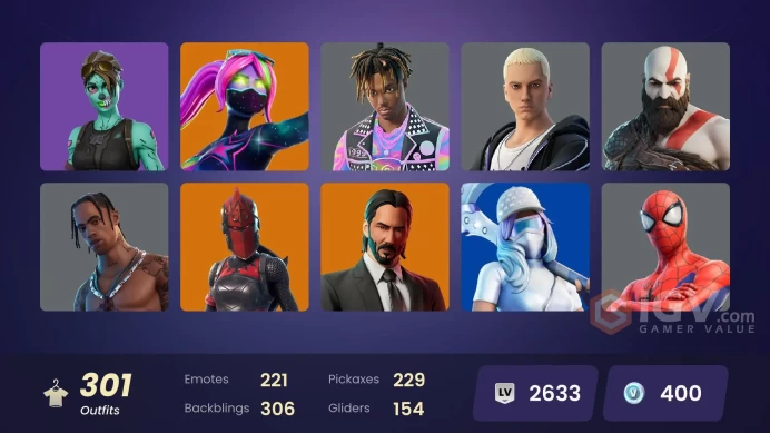 [PC/PSN/XBOX/NIN] 301 skins | OG STW | Travis Scott | Gold Kratos | Leviathan axe | Gold Midas | Cloud Striker | Unchained Ramirez | 400 VB
