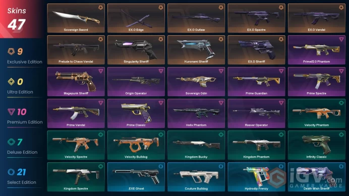 NA+47 skins+48000VP+Platinum 1+EX.O Sheriff+EX.O Outlaw+EX.O Spectre+EX.O Vandal+EX.O Edge+Sovereign Sword.12.16.3
