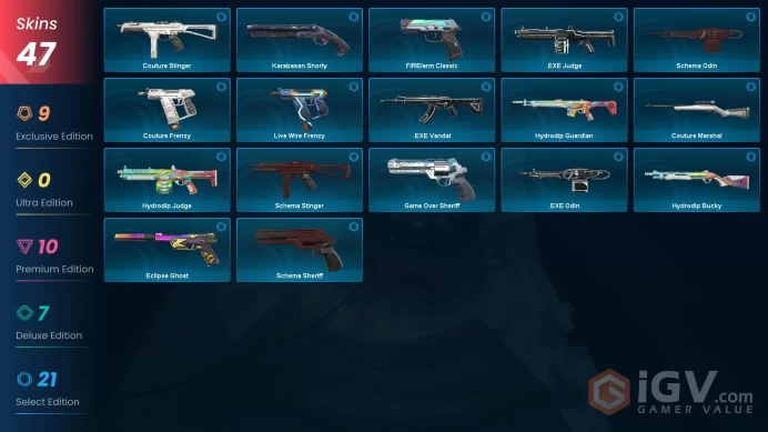 NA+47 skins+48000VP+Platinum 1+EX.O Sheriff+EX.O Outlaw+EX.O Spectre+EX.O Vandal+EX.O Edge+Sovereign Sword.12.16.3