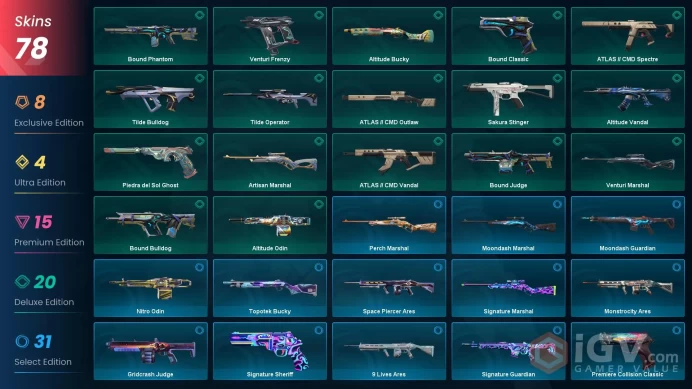 NA 78 skins | Ignite Fan | Araxys Phantom | Phaseguard Splitter | Altitude Knuckle Knife | Phaseguard Ghost Phaseguard Bulldog Phaseguard Vandal