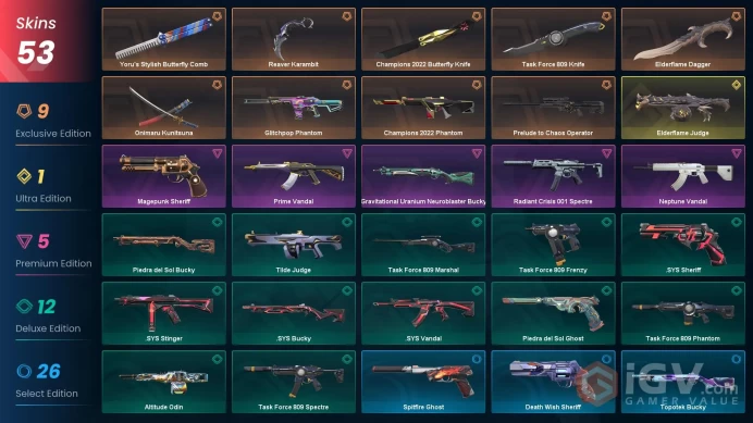 NA 53 skins | Champions 2022 Butterfly Knife | Champions 2022 Phantom | Onimaru Kunitsuna | Reaver Karambit | Elderflame Dagger | Prelude to