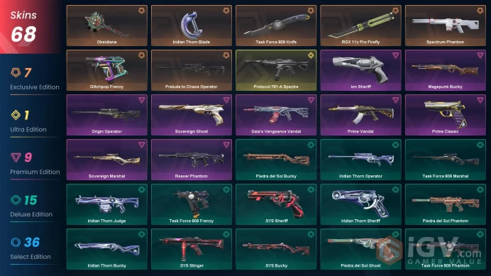 EU 68 skins | RGX 11z Pro Firefly | Prelude to Chaos Operator | Spectrum Phantom | Protocol 781-A Spectre | Reaver Phantom | Sovereign Ghost