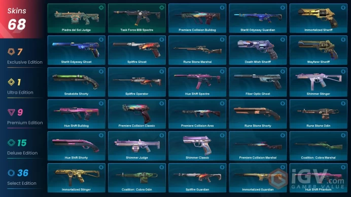 EU 68 skins | RGX 11z Pro Firefly | Prelude to Chaos Operator | Spectrum Phantom | Protocol 781-A Spectre | Reaver Phantom | Sovereign Ghost