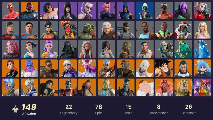 PC/PSN/XBOX | 149 skins | EMAIL CHANGEABLE | Andromeda | Trilogy | Heron Stance Hero | Snap | Era | Torin | Kymera | Zeus | Renzo the Destroyer
