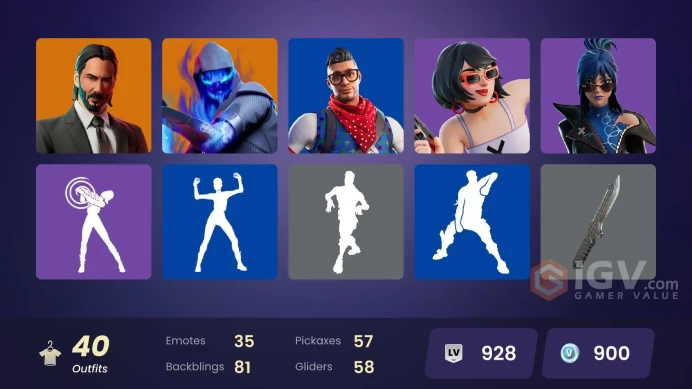 FA - [PSN/XBOX/SWITCH/PC] 40 skins | John Wick | Carbon Commando | Blue Striker | Prodigy | Omegarok | Snap | Sentinel | Mako| Flappy