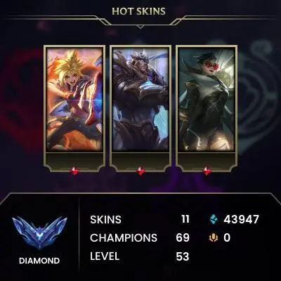{SE15 S3 EUW - Currently Diamond 4 - 58 WR / %40 All Champs{69} 11 Skins - Sentinel Vayne-Battle Academia Ezreal-Firecracker Diana / Full Access