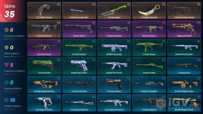 EU| VCT 2025 Karambit, Prime Karambit, Prelude to Chaos Vandal, Aemondir Vandal, Reaver Ghost, Recon Phantom, Kuronami Spectre Forsaken Operator