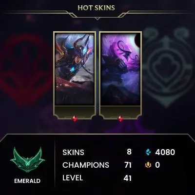 EUW / S15 EMERALD IV / UNVERIFIED EMAIL / 4K BE / 71 CHAMPS / 8 SKINS / 50%+WR / 57W/50L / HONOR 5 / 5 MIN. 24/7 DELIVERY #LG135225ELEAR16