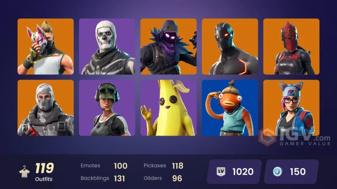 PC,PSN,XBOX 118 SKINS FA - STW - TRAILBLAZER - GINGER GUNNER - SKULL TROOPER - JUMPSHOT - BRITE BOMBER - DYNAMO  RK344