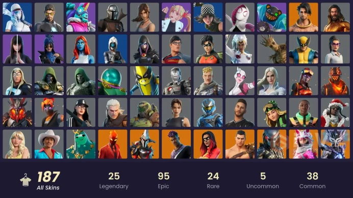 PC,PSN,XBOX 185 SKINS FA - JOLTARA - INFERNO - CHAMPION KUNO - EREN - LARA CROFT - MIDORIYA - SPIDER-GWEN - VICTORIA SAINT RK359