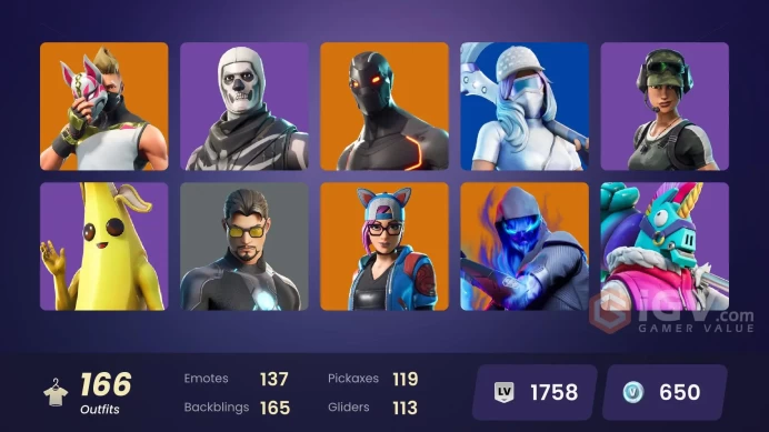 PC,PSN,XBOX 166 SKINS FA - BREAKPOINT - TRAILBLAZER - VALKYRIE - BLACK WIDOW - SYNTH STAR - RICK - HEMLOCK - LARA CROFT - YELLOWJACKET RK254