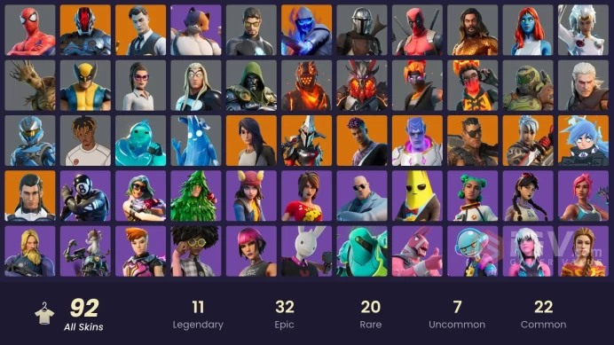 PC,PSN,XBOX 90 SKINS FA - GOLD MIDAS - YELLOWJACKET - SPIDER MAN - AURA - MOLTEN LEGENDS - DEADPOOL RK383