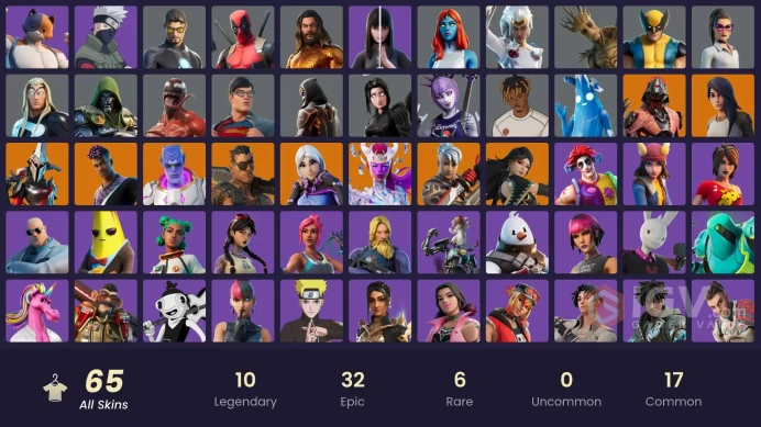 PC,PSN,XBOX 65 SKINS FA - OPRESSOR - DEADPOOL - KAKASHI - NARUTO - NITE NITE - DARKFIRE - THOR RK325