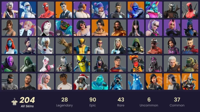 PC,PSN,XBOX 204 SKINS FA - RICK,LARA CROFT,SPIDER-GWEN,ARIANA,DOOM,RICK,KOR,LEELAH,RICK,MIDAS,MIDNIGHT LEGENDS RK330