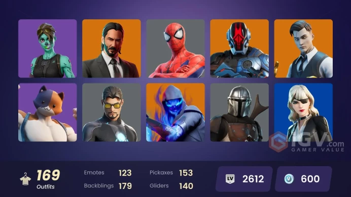 PC,PSN,XBOX 169 SKINS FA - JOHN WICK,BLAZE,RICK,SPIDER-GWEN,LARA CROFT,GHOUL TROOPER,LOSERFRUIT,SKULL RANGER,PANTHER RK334