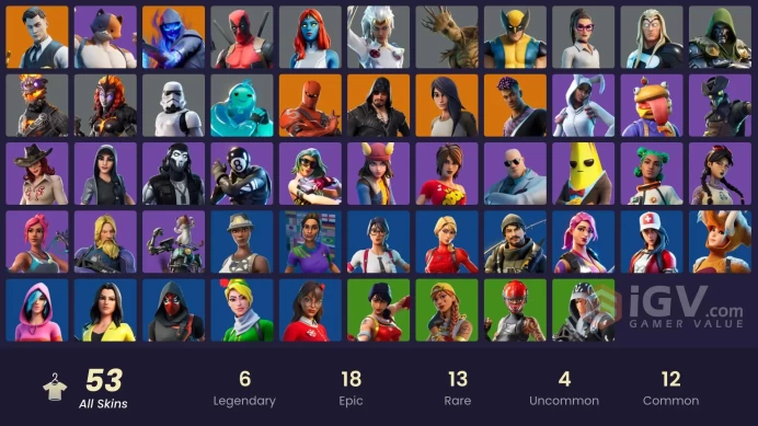 PC,PSN,XBOX 54 SKINS FA - GROOT - CLUTCH&GRIND - PLAGUE - RECON EXPERT - MANIC - YELLOWJACKET  RK338