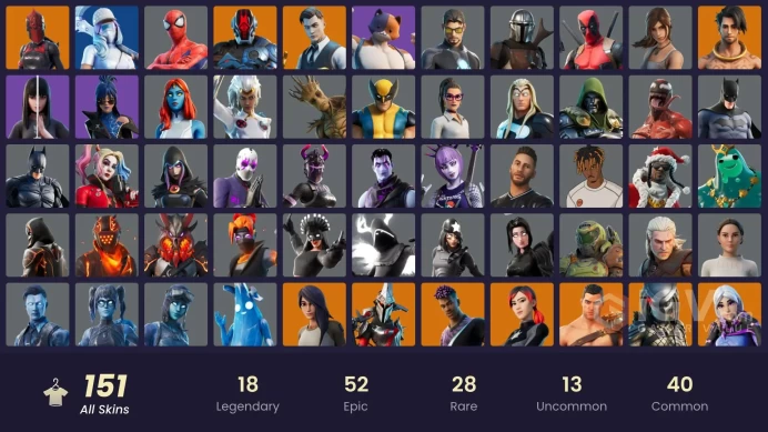 PC,PSN,XBOX 151 SKINS FA - LEVIATHAN AXE - POLARITY,HARLEY QUINN,SPIDER MAN,BATMAN,LARA CROFT,VANGUARD ZADIE  RK339