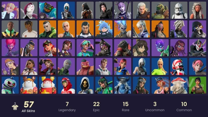 PC,PSN,XBOX 57 SKINS FA - DARKFIRE - SPIDER-GWEN - EREN - GERALT - KYRA - RENEGADE RUNNER - REDCAP RK420