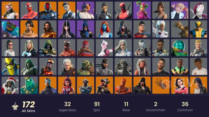 PC,PSN,XBOX 172 SKINS FA - SPIDER MAN - RICK - LARA CROFT - KOR - SPIDER-GWEN - DOOM - IRIS - HADES - BTL - BLAZE RK424