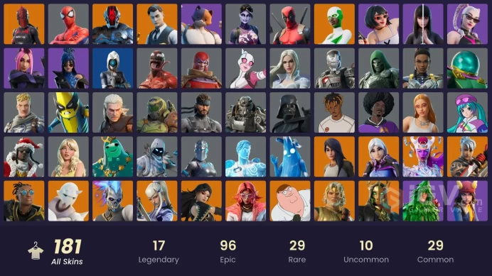 PC,PSN,XBOX 181 SKINS FA - LINA SCORCH - ICE SPICE - SABRINA CARPENTER - DOOM - BACKLASH - EREN - KOR - LORENZO - DARK BOMBER RK431