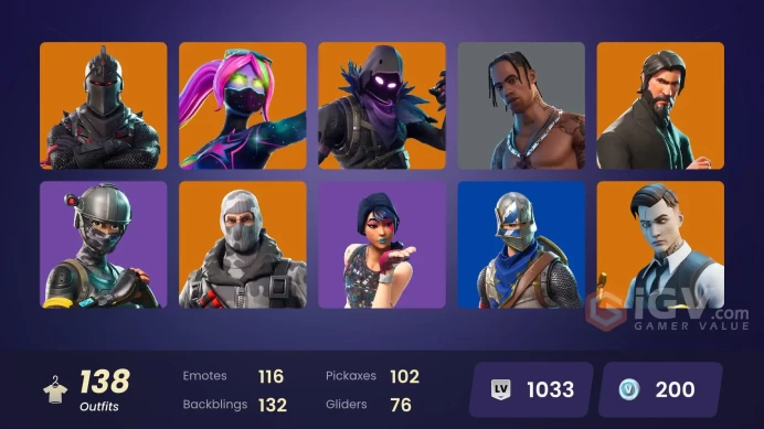 PC,PSN,XBOX 138 SKINS FA - BLACK KNIGHT - TRAVIS SCOTT - REAPER - GALAXIA - ARIANA - DARK BOMBER - PHAEDRA - NINJA - FLOSS - TAKE THE L RK435