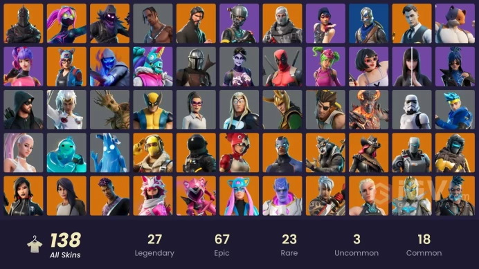 PC,PSN,XBOX 138 SKINS FA - BLACK KNIGHT - TRAVIS SCOTT - REAPER - GALAXIA - ARIANA - DARK BOMBER - PHAEDRA - NINJA - FLOSS - TAKE THE L RK435
