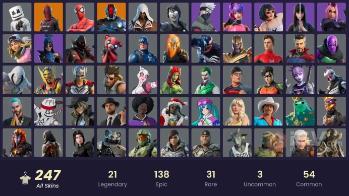 PC,PSN,XBOX 232 SKINS FA - BREAKPOINT - ALL MIGHT,CYCLO,THANOS,KAKASHI,MICHAEL MYERS,GAARA,HINATA,RICK,DAHLIA,NARUTO,PHAEDRA,BENDER,ITACHI,OROC