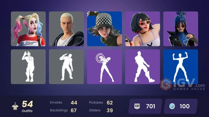 PC,PSN,XBOX 54 SKINS FA - JOLTARA - SLIM SHADY - GERALT - ELEVEN - HARLEY QUINN - REDCAP RK278