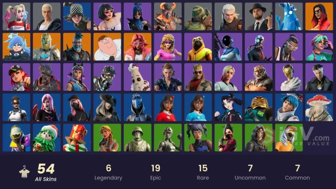 PC,PSN,XBOX 54 SKINS FA - JOLTARA - SLIM SHADY - GERALT - ELEVEN - HARLEY QUINN - REDCAP RK278