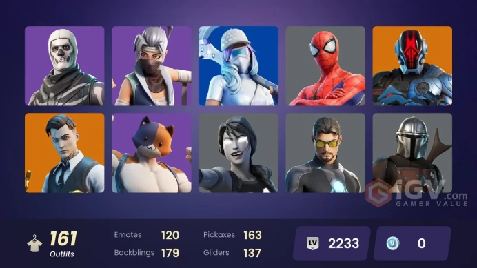 PC,PSN,XBOX 157 SKINS FA - ETERNAL KNIGHT - BACKLASH - BLAZE - GERALT - SKULL TROOPER - JOKER - LARA CROFT - KOR - YELLOWJACKET RK290