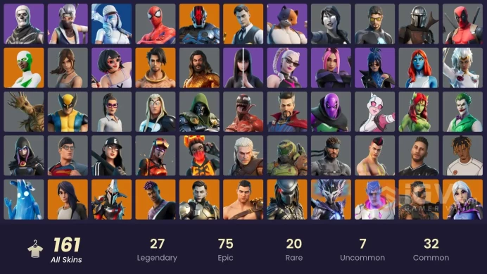 PC,PSN,XBOX 157 SKINS FA - ETERNAL KNIGHT - BACKLASH - BLAZE - GERALT - SKULL TROOPER - JOKER - LARA CROFT - KOR - YELLOWJACKET RK290