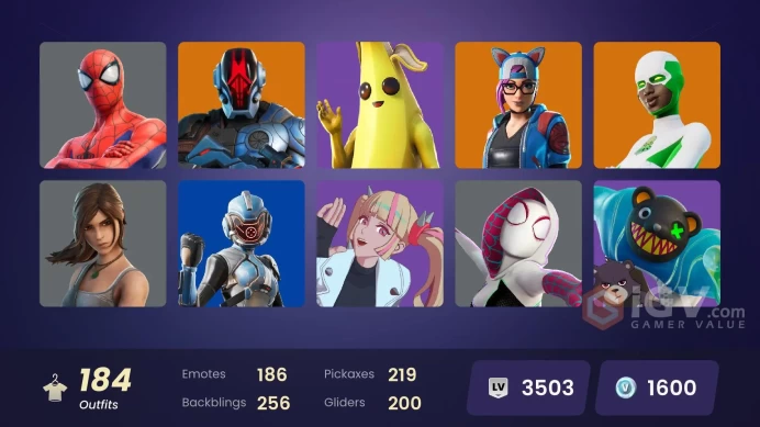 PC,PSN,XBOX 177 SKINS FA - OG PARADIGM - BACKLASH - RICK - GERALT - SPIDER-GWEN - KOR - LARA CROFT - ZADIE RK301