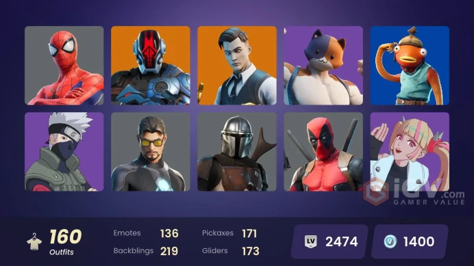 PC,PSN,XBOX 160 SKINS FA - XANDER - GOKU - ETERNAL KNIGHT - KAKSHI - SPIDER-GWEN - KOR - NARUTO - ICE SPICE - GERALT - RICK RK249