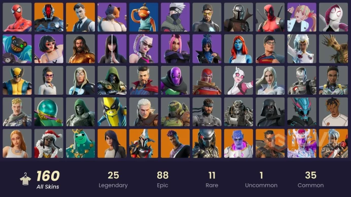 PC,PSN,XBOX 160 SKINS FA - XANDER - GOKU - ETERNAL KNIGHT - KAKSHI - SPIDER-GWEN - KOR - NARUTO - ICE SPICE - GERALT - RICK RK249