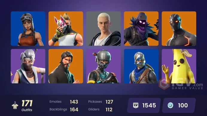 170 SKINS + FLOSS + ROYALE KNIGHT + THE REAPER + BLUE SQUIRE + TAKE THE L + BUNNY BRAWLER + ELITE AGENT + OMEGA (STAGE 5) + RED-NOSED RAIDER