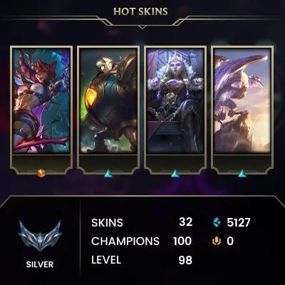 [EUW] - Silver II / 32 Skins / Changeable Mail | Instant Delivery | Lifetime Warranty | 100% Handmade & Secure | 24/7 Support