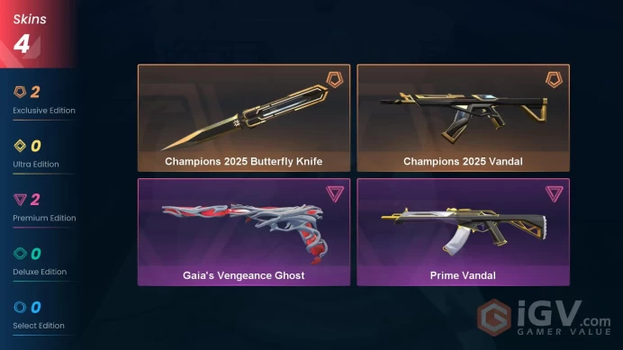 Eu/Full Access/Ranked Ready/Champions 2025 Butterfly Knife + Champions 2025 Vandal + Prime Vandal + Gaia's Vengeance Ghost