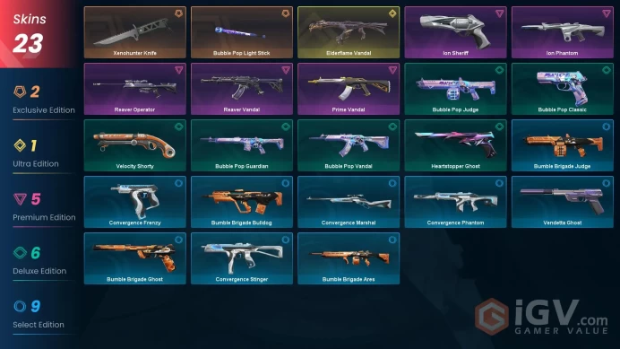 23 Skin // EU-TR // Elderflame Vandal + Reaver Vandal + Prime Vandal + Ion Phantom + Reaver Op + Ion Sheriff + 2 Knife // FULL Access // Gold 2