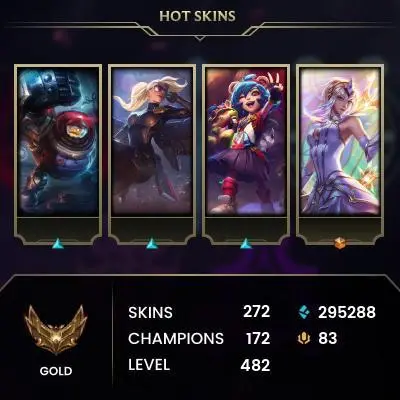 EUW / GOLD 2  / 172 CHAMP / 272 Good Skins(3 Ultimate, 2 Mythic, 27 Legendary, 147 Epic) / 295K BE / FULL ACCES / LIFETIME WARRANTY / CHEAP