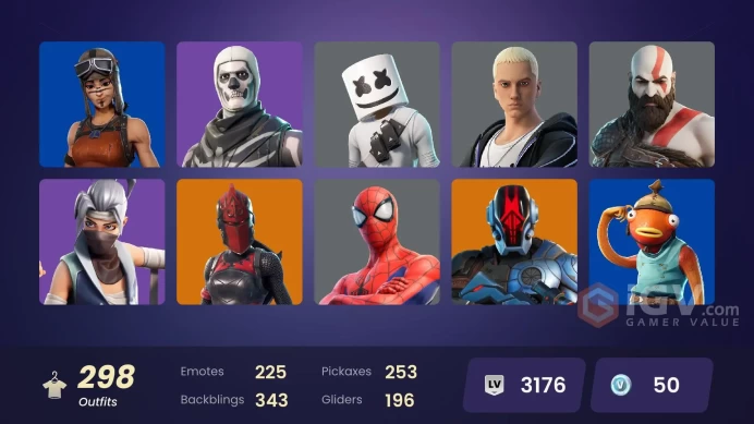 [PC/XBOX/PSN/SWITCH] 298 skins | Renegade Raider | Gold Kratos | Snake Eyes | Naruto Uzumaki | Ronin (Cape)
