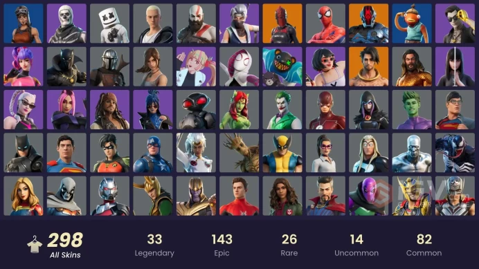 [PC/XBOX/PSN/SWITCH] 298 skins | Renegade Raider | Gold Kratos | Snake Eyes | Naruto Uzumaki | Ronin (Cape)
