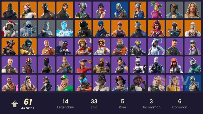 61 skins | Black Knight | The Reaper | Elite Agent | Take The L | Floss | Blue Squire | Royale Knight | Omega | Ride The Pony | Mako | Snowflake
