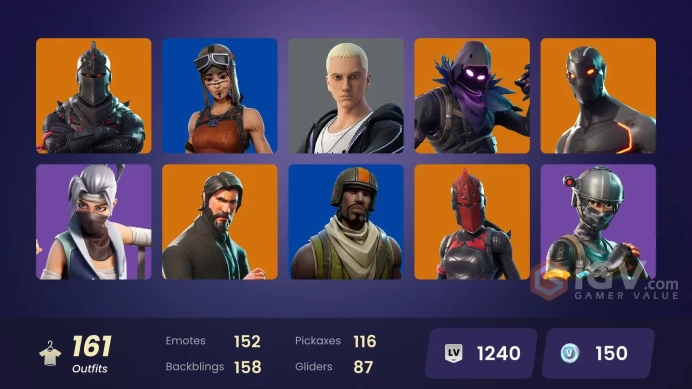 160 SKINS + BLACK KNIGHT + THE REAPER + OMEGA (STAGE 5) + MAKO + TAKE THE L + FLOSS + AC/DC + ROYALE KNIGHT + FRESH + DAIGO