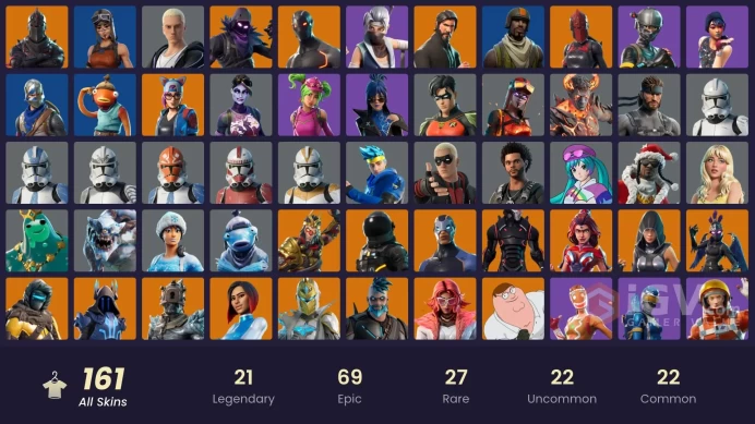 160 SKINS + BLACK KNIGHT + THE REAPER + OMEGA (STAGE 5) + MAKO + TAKE THE L + FLOSS + AC/DC + ROYALE KNIGHT + FRESH + DAIGO