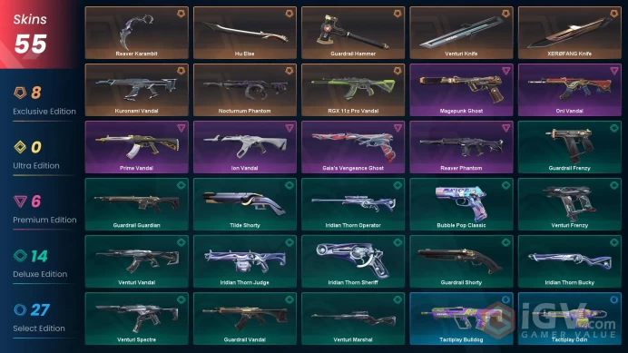 Eu/Full Access/Ranked Ready/Nocturnum Phantom + Oni Vandal + Prime Vandal + Kuronami Vandal + Reaver Karambit + XERØFANG Knife + 49 more