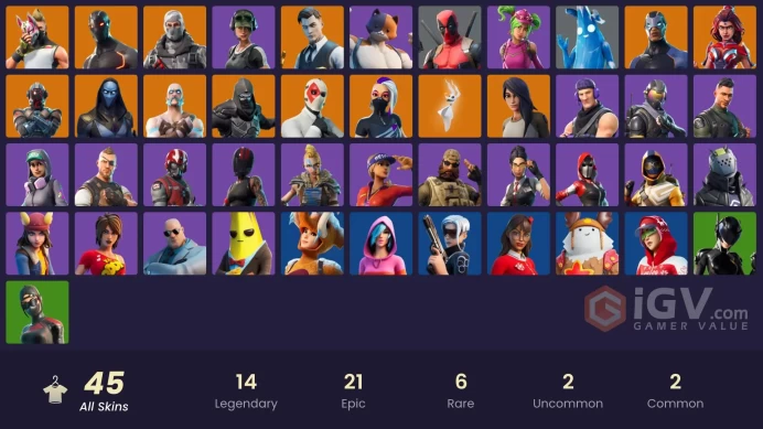 45 skins/full access/gold midas/omega/carbide stage 5/for pc,psn,xbox,nintendo/freestylin/trailblazer/sub commander