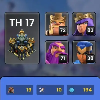 TH 17 , VERY CHEAP , BEST HERO ,FULL EQUIPMENT , please check pictures (131)